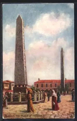 Künstler-AK Stamboul, the Obelisk of Theodose