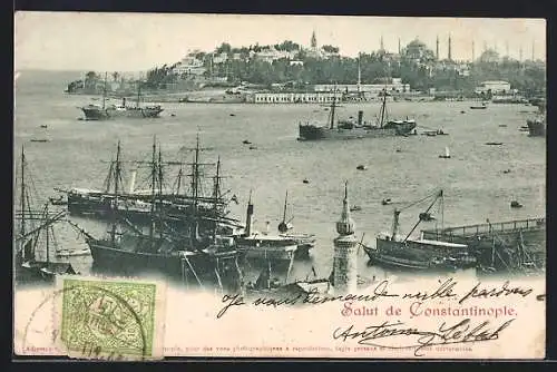 AK Constantinople, Panoramablick über den Hafen