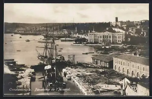 AK Constantinople, Panorama de l`Arsenal, Schiff
