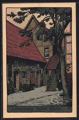 Steindruck-AK Lüneburg, Partie Roter Hahn