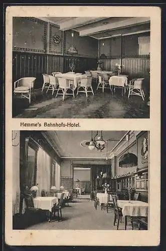 AK Stadtoldendorf /Braunschweig, Hemmes Bahnhofs-Hotel E. Hemme, Innenansichten