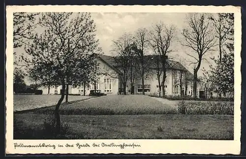 AK Oerlinghausen, Gasthof Pollmannskrug in der Heide, Ansicht mit Feldern