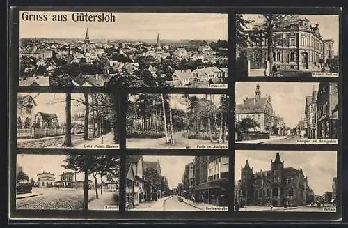 AK Gütersloh, Unter Meiers Bäumen, Bahnhof, Berlinerstrasse, Totalansicht