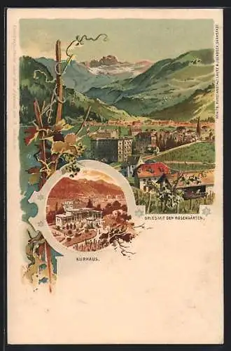 Lithographie Gries, Kurhaus und Rosengärten