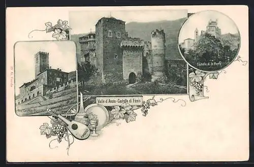 AK Fénis /Valle d`Aosta, Castello di Fénis, Real Castello di Sarre, Castello di St. Pierre