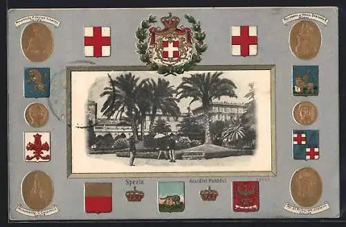 Lithographie La Spezia, Giardini Pubblici, Wappen