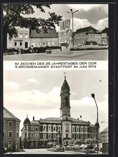 AK Grossenhain / Sachsen, 5. Stadtfest 1974 im Zeichen des 25. Jahrestages der DDR, Leninplatz, Rathaus