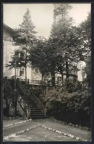 AK Rosenthal-Schweizermühle /Sächs. Schweiz, Heilstätte, Treppenaufgang