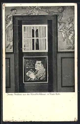 AK Schwalenberg i. Lippe, Restaurant Künstlerklause, Innenmalereien