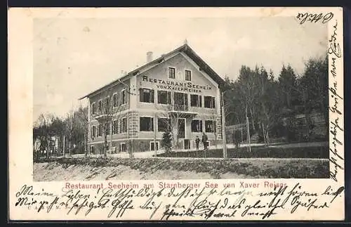 AK Seeheim /Starnberger See, Restaurant Seeheim Xaver Reiser mit Treppenanlage