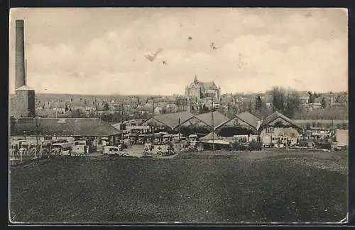 AK Trier, Am Etappen-Kraftwagen-Park, Panorama mit Stadtblick