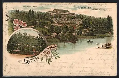 Lithographie Bochum, Stadtpark und Wolfschlucht