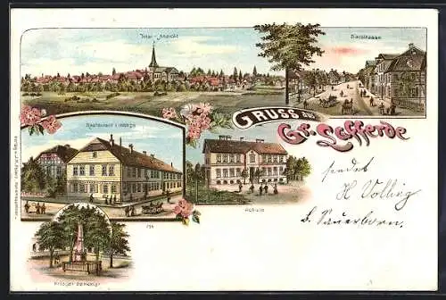 Lithographie Gr. Lafferde, Restaurant zur Waage, Bierstrasse, Totalansicht