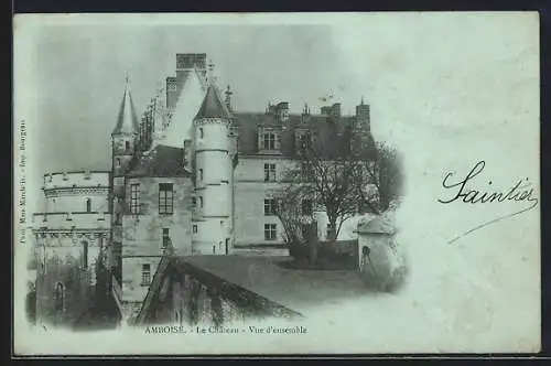 Mondschein-AK Amboise, Le Chateau, Vue d'ensemble