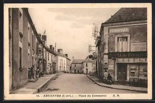 AK Artannes, Place du Commerce mit Hotel