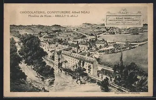 AK Abilly /Indre-et-Loire, Chocolaterie & Confiturerie Alfred Neau, Moulins de Rives