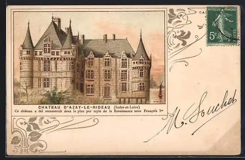 AK Azay-le-Rideau, le château, vue d`ensemble