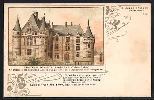 AK Azay-le-Rideau, le château, vue d`ensemble