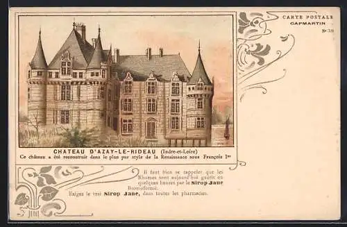 AK Azay-le-Rideau, le château, vue d`ensemble