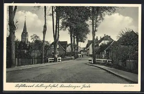 AK Fallingbostel /Lüneburger Heide, Strassenpartie mit Blick auf die Kirche