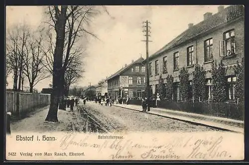 AK Ebstorf i. Hann., Bahnhofstrasse mit Kolonialwaren E. Tacke