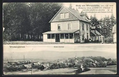 AK Wrisbergholzen, Gasthaus Wernershöhe Lücke, mit Strassenkreuz, Totalansicht