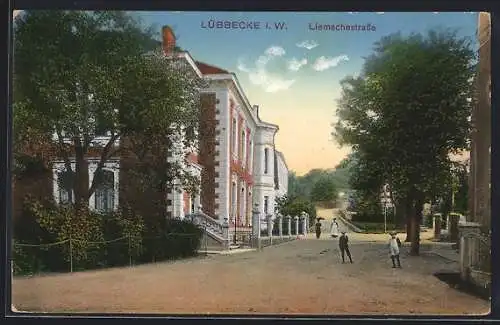 AK Lübbecke i. W., Liemschestrasse mit Villen und Blick ins Grüne