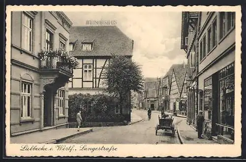 AK Lübbecke i Westf., Langestrasse am Hotel Deutsches Haus