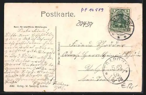AK Lüchow / Jeetzel, Lange Strasse mit Abzweigen und Geschäften