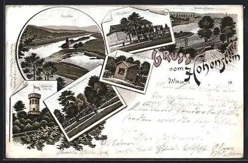 Lithographie Witten, Hohenstein, Forsthaus, Bierquelle, Waldrestaurant, Ruhrtal