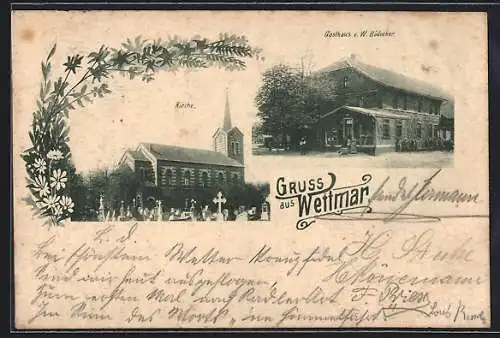 AK Wettmar, Gasthaus v. W. Bödecker, die Kirche