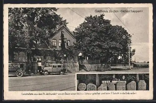 AK Weetzen, Gasthaus zu den Sieben Trappen, Gerichtsstätte aus dem 14. Jahrhundert