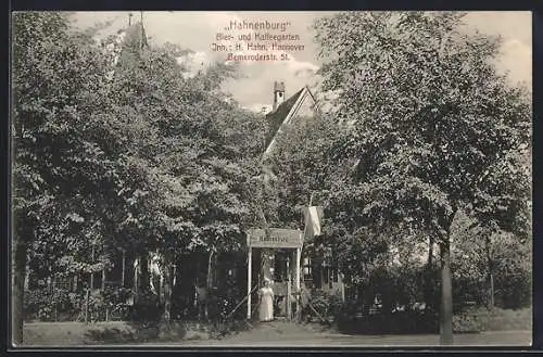 AK Hannover, Bier- und Kaffegarten Hahnenburg v. H. Hahn, Bemeroderstr. 51