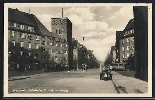 AK Hannover, Sallstrasse, St. Heinrich-Kirche