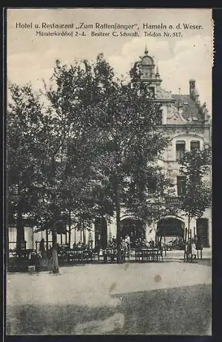 AK Hameln a. d. Weser, Hotel und Restaurant Zum Rattenfänger, Inh. C. Schmidt, Münsterkirchhof 2-4