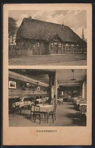 AK Hannover, Das Gasthaus Fasanenkrug v. Heinrich Schur, mit Innenansicht