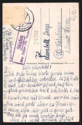 AK Stöcken / Uelzen, Geschäftshaus, Gedenkstein, Dorfstrasse