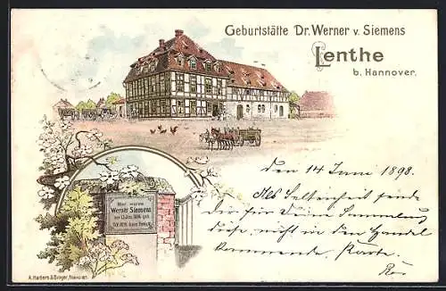 Künstler-AK Lenthe, das Geburtshaus Dr. Werner v. Siemens