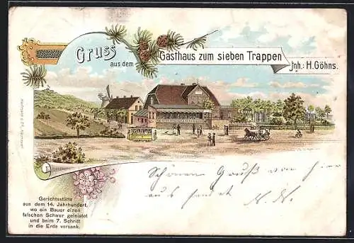 Lithographie Hannover, das gasthaus zum sieben Trappen