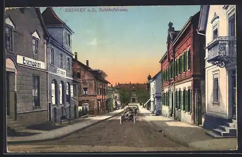 AK Ehingen a. D., Schlosserei und Eisenwarengeschäft in der Bahnhofstrasse
