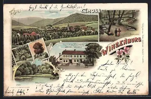 Lithographie Winzenburg, Gasthof zur Winzenburg von Johann Wessels
