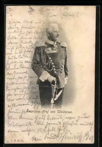 AK Generalfeldmarschall Graf von Waldersee in Uniform, OB d. Verbündeten in China