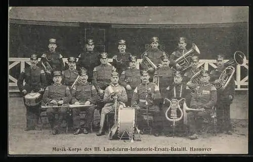 AK Hannover, Musik-Korps des III. Landsturm-Infanterie-Ersatz-Bataill.