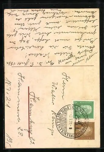 Künstler-AK Braunschweig, 8. Bundes- & 37. Philatelistentag 1931, Burgplatz, Ganzsache