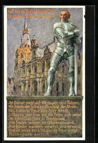 Künstler-AK Köln, Der Kölnische Boor in Eisen, Nagelung