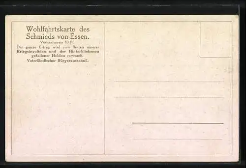 Künstler-AK Essen / Ruhr, Der Schmied von Essen, Nagelung