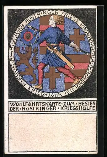 Künstler-AK Rüstringen, Rüstringer Friese, Nagelung, Kriegshilfe