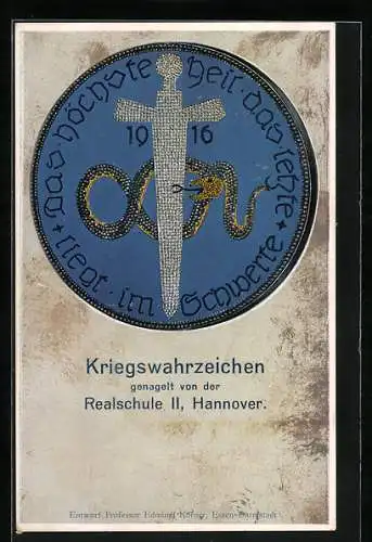 AK Hannover, Nagelung eines Kriegswahrzeichens zum Besten der Jugendspende für Kriegerwaisen Realschule II 1916