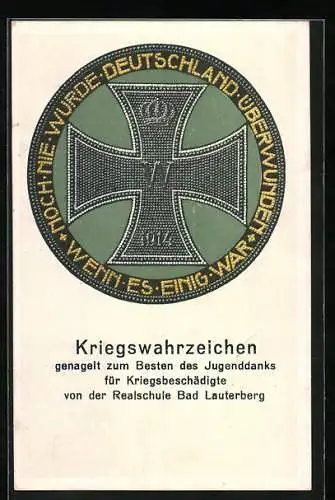 AK Bad Lauterberg, Kriegswahrzeichen für Kriegsbeschädigte 1914, Nagelung von der Realschule