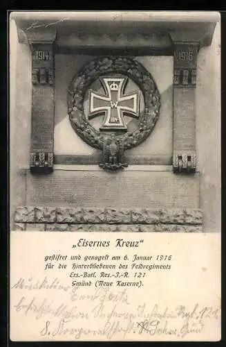 AK Gmünd, Nagelung Eisernes Kreuz an der Kaserne, Kriegshilfe